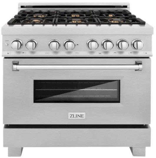 ZLINE Legacy 36" Satin Stainless Steel Pro Style Dual Fuel Range with Gas Cooktop, Electric Convection Oven and 6 Brass Burners-0