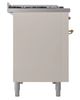 Ilve® Nostalgie II Noblesse 48'' Antique White Pro Style Dual Fuel Range with Brass Trim-2