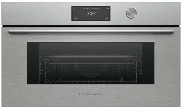 Fisher & Paykel Series 9 Contemporary 30" Brushed Silver Glass Compact Convection Speed Oven-0