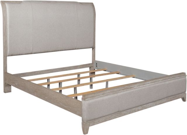 Liberty Furniture Belmar 5-Piece Silver Champagne/Washed Taupe Queen Upholstered Sleigh Bedroom Set-2