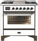 Ilve® Majestic III 36'' White Pro Style Dual Fuel Liquid Propane Range with Triple Glass Door and Burnished Trim-0