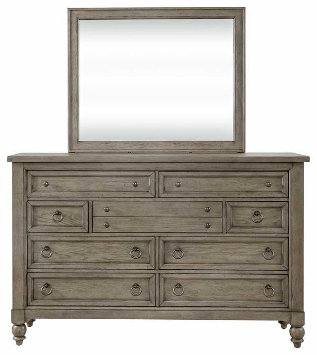 Liberty Furniture Americana Farmhouse Dusty Taupe Dresser and Mirror Set-2