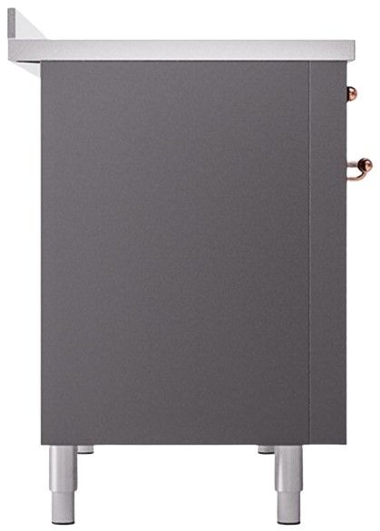 Ilve® Nostalgie II Series 48" Graphite Matte Pro Style Induction Range with Cooper Trim-2