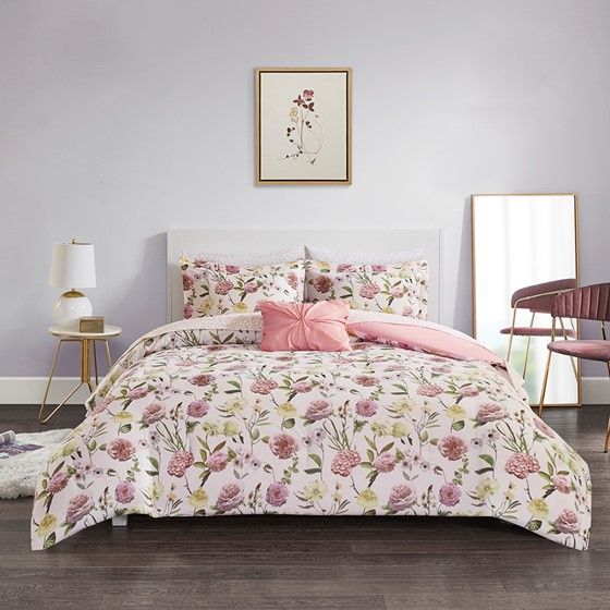 Olliix by Intelligent Design Ashley Blush Twin Extra Large Comforter and Sheet Set-1