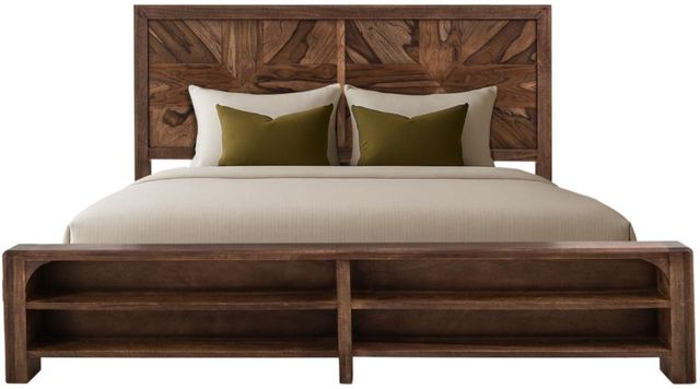 International Furniture Direct Praga Brown Queen Panel Bed-0