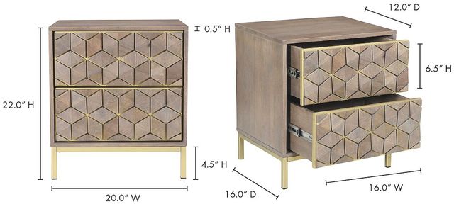 Moe's Home Collection Corolla Light Grey Nightstand-3