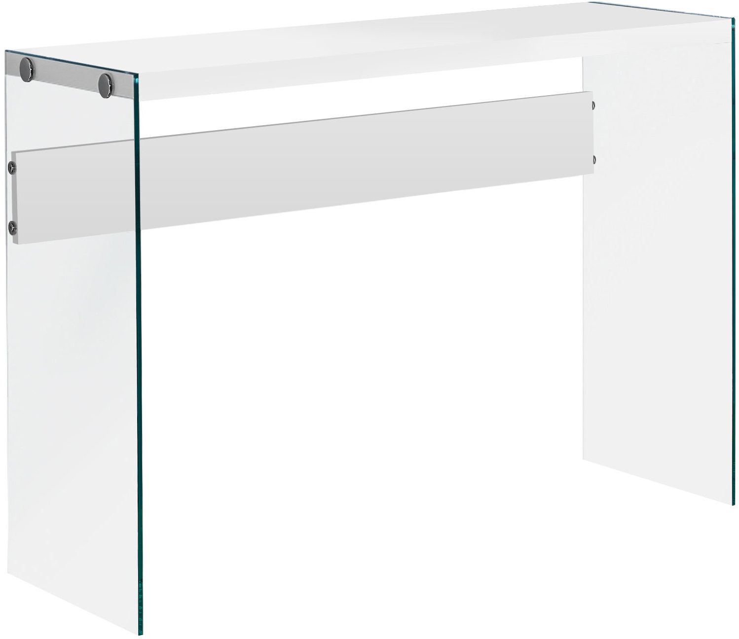 Monarch Specialties Inc. Glossy White 44 L Console Table with Tempered Glass Frame