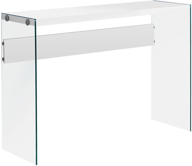 Monarch Specialties Inc. Glossy White 44"L Console Table with Tempered Glass Frame 