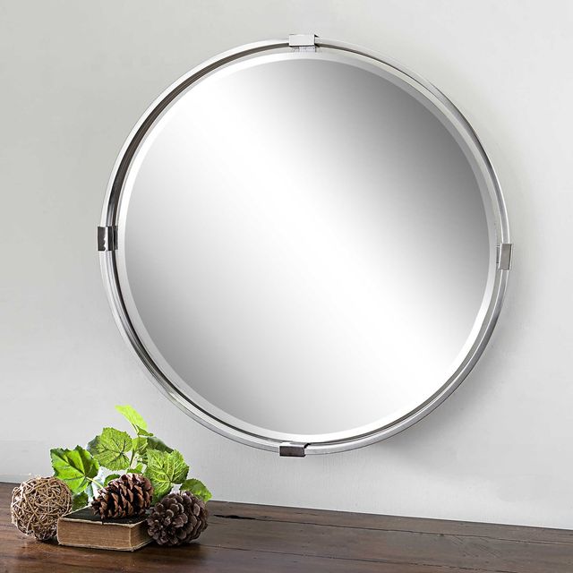 Uttermost® Tazlina Brushed Nickel Round Mirror-2