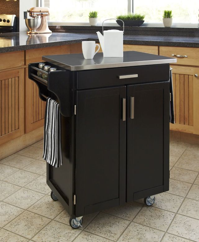 homestyles® Cuisine Cart Black Kitchen Cart-2