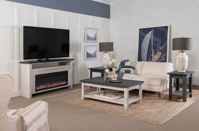 aspenhome® Eastport Drifted White 58" Fireplace Console-1