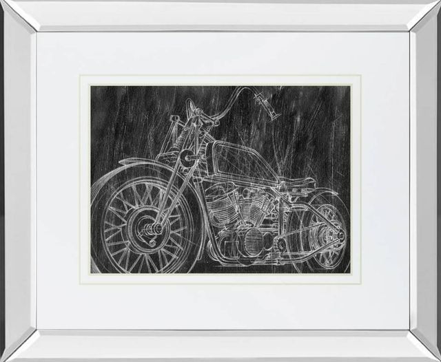 Classy Art Motorcycle Mechanical Sketch II by Ethan Harper Mirrored Frame Wall Art-0