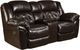 HomeStretch Brown Leather Reclining Console Loveseat-0