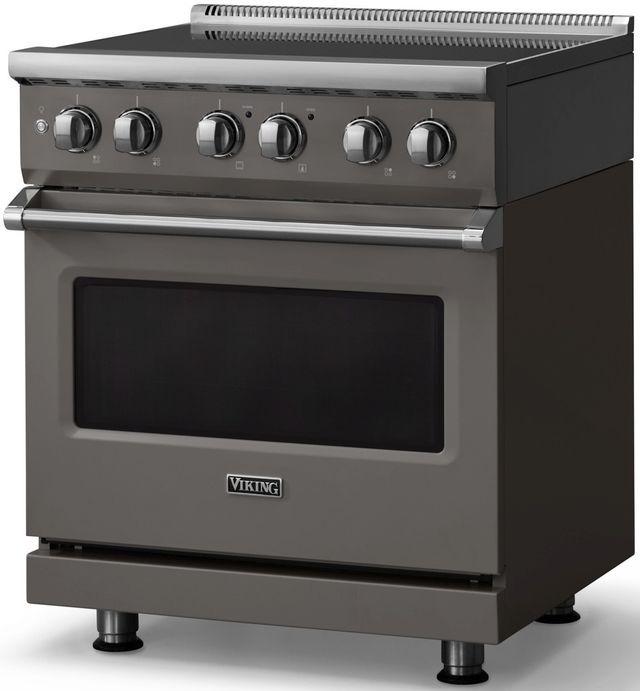 Viking® 5 Series 30" Damascus Gray Pro Style Induction Range with Polished Chrome Trim-3