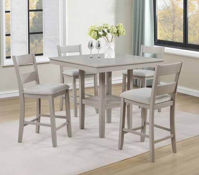Crown Mark Lester 5-Piece Greige Counter Dining Set-1