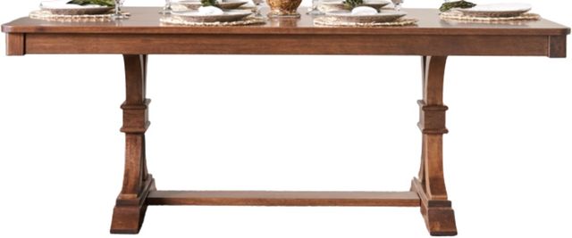 Urban Collections by Yutzy Woodworking Harper Cappuccino/Retreat White Oak 38”x78” Double Pedestal Dining Table with 2 Leaves-0