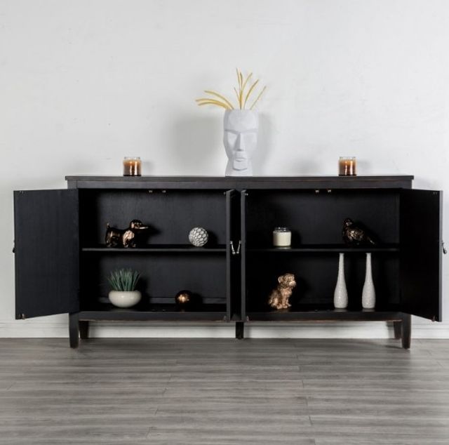 Furniture of America® Viggo Weathered Black 4-Door Cabinet-1