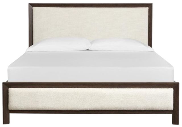 Magnussen Home® Llewellyn Columbian Walnut/Merino Pearl Upholstered King Panel Bed-1
