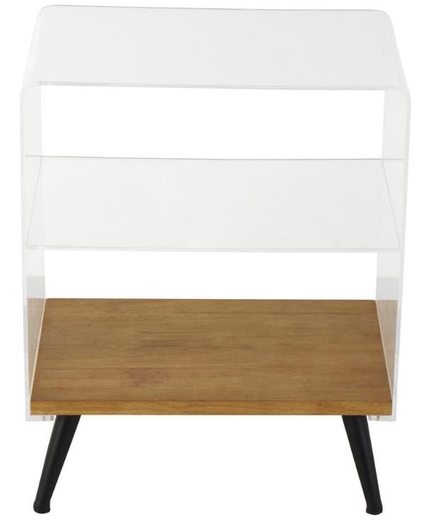 Deco Marche Clear Accent Table with Black Base-1
