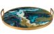 A & B Home Blue/Gold/White Abstract Pattern Round Mirrored Tray-1