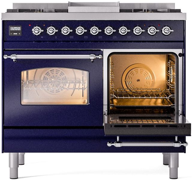Ilve® Nostalgie II Series 40" Midnight Blue Pro Style Dual Fuel Range-3