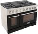 Kucht Professional KFX Series 48" Stainless Steel Pro Style Liquid Propane Gas Range with Black Door and True Simmer Burners-1