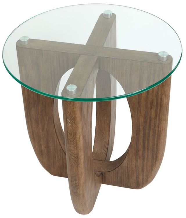 Magnussen Home® Lainey Glass Top End Table with Almond Base-3