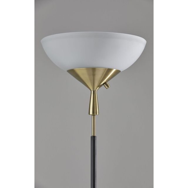 Adesso® Noah Black With Antique Brass 300W Torchiere-2