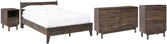 Signature Design by Ashley® Calverson 4-Piece Mocha Full Panel Platform Bed Set-0