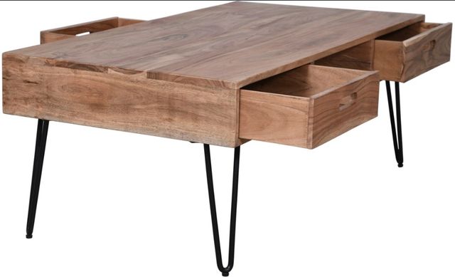 Jofran Inc. Rollins Natural Coffee Table with Black Base-2