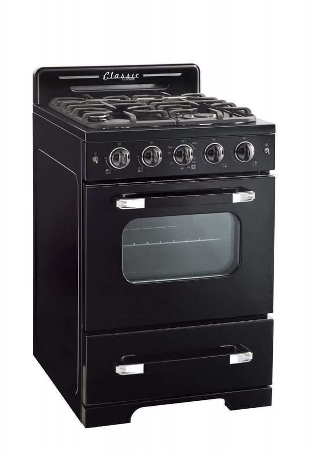 Unique® Appliances Classic Retro 24" Midnight Black Freestanding Natural Gas Range-2