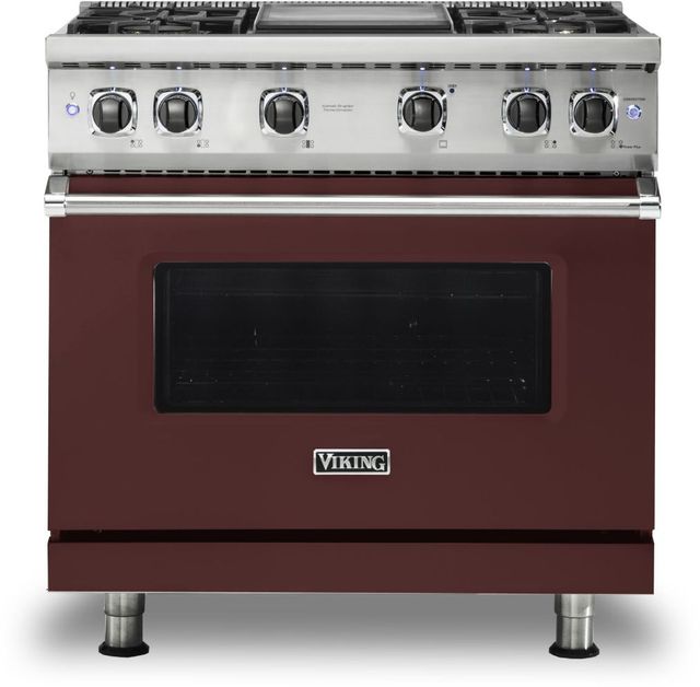 Viking® 5 Series 36" Kalamata Red Pro Style Natural Gas Range with 12" Griddle-0