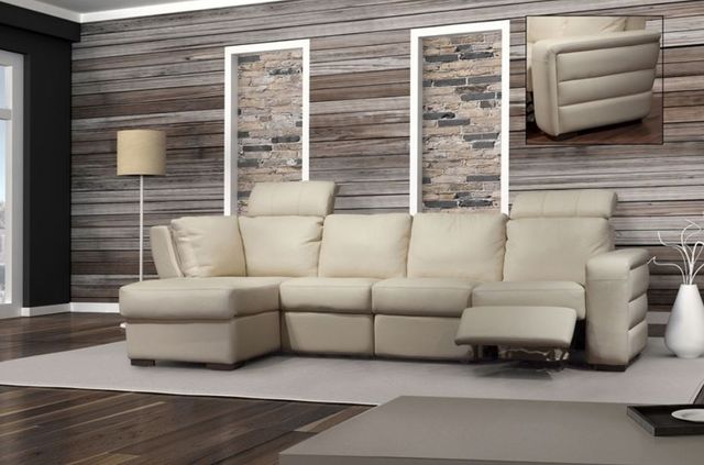Fornirama 3745 2-Piece Off-White Reclining Sectional with Adjustable Headrest Set-1