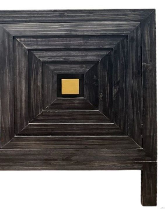 Million Dollar Rustic Carved Old Black Conosle Table-1