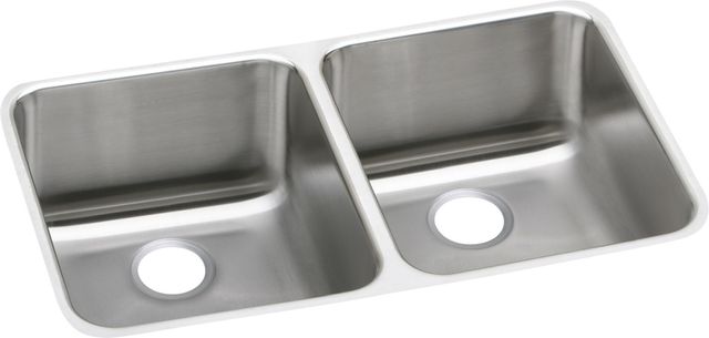 Elkay Lustertone® Classic 3-Piece Lustrous Satin 30-3/4" x 18-1/2" x 10" Equal Double Bowl Undermount Sink Set with Right Drain-3