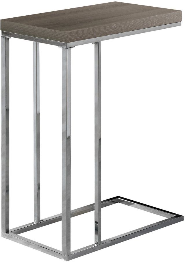 Monarch Specialties Inc. Dark Taupe Accent Table with Chrome Metal Base-0