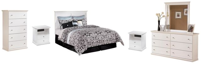 Signature Design by Ashley® Bostwick Shoals 6-Piece White Queen/Full Panel Headboard Bed Set-0