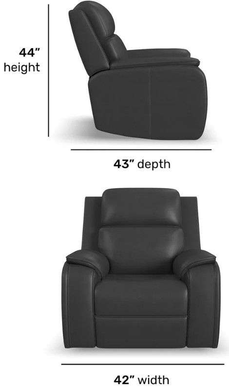 Flexsteel® Ziggy Iron Leather Power Recliner with Power Headrest and Lumbar-3