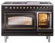 Ilve® Nostalgie II Noblesse 48'' Glossy Black Pro Style Dual Fuel Range with Burnished Trim-4