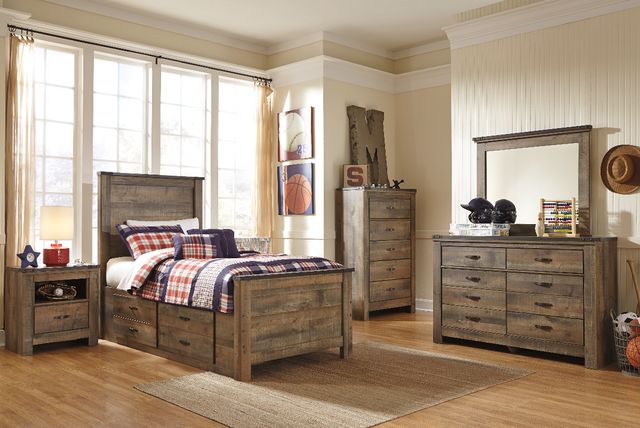 Signature Design by Ashley® Trinell Rustic Brown Full Panel Storage Bed-4
