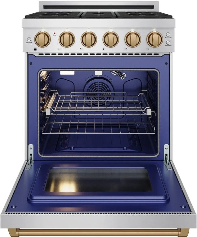 Thor Kitchen Gordon Ramsay Collection 30" Stainless Steel Pro Style Gas Range with Precision Knob Control and Bronze Trim-1