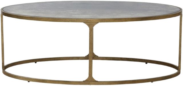 Signature Design by Ashley® Korajane Glass Top Oval Cocktail Table with Antique Gold Base-1