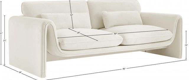 Meridian Furniture Sloan Cream Velvet Sofa-2