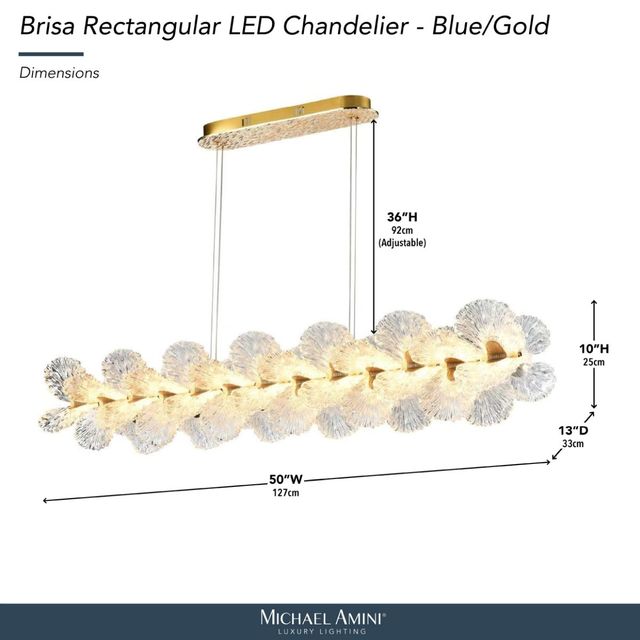 Michael Amini® Brisa Blue/Gold Rectangular LED Chandelier-2