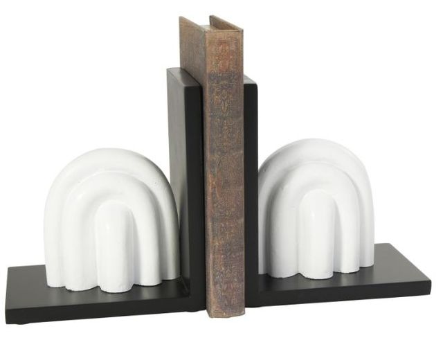 Deco Marche Cosmopolitan 2-Piece White Arched Bookends Set-0