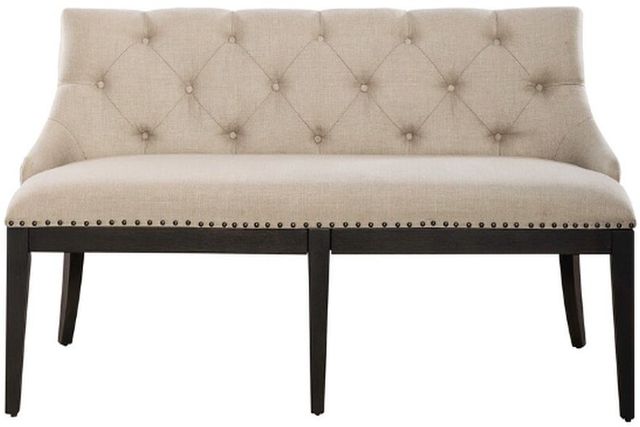 Liberty Furniture Americana Farmhouse Black/Truffle Upholstered Shelter Dining Bench-3