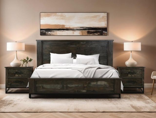 International Furniture Direct Teak Stained Dark Dresser-2