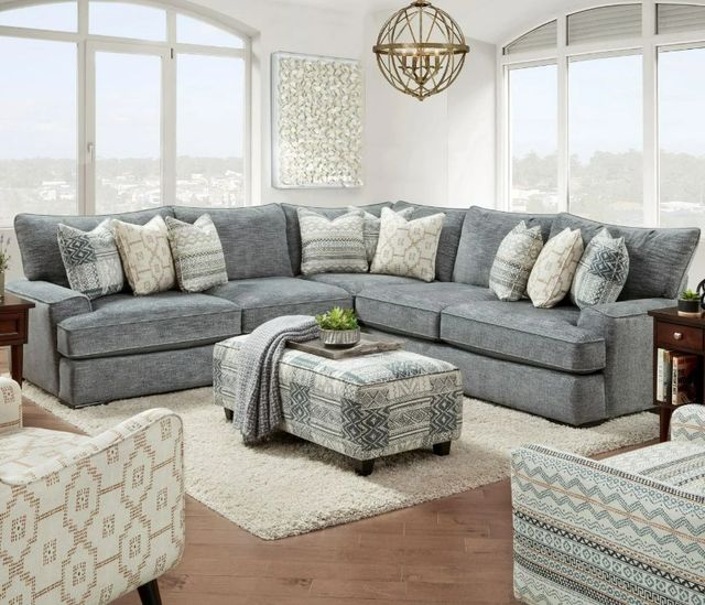 Fusion Furniture Handwoven 3-Piece Slate Sectional-1