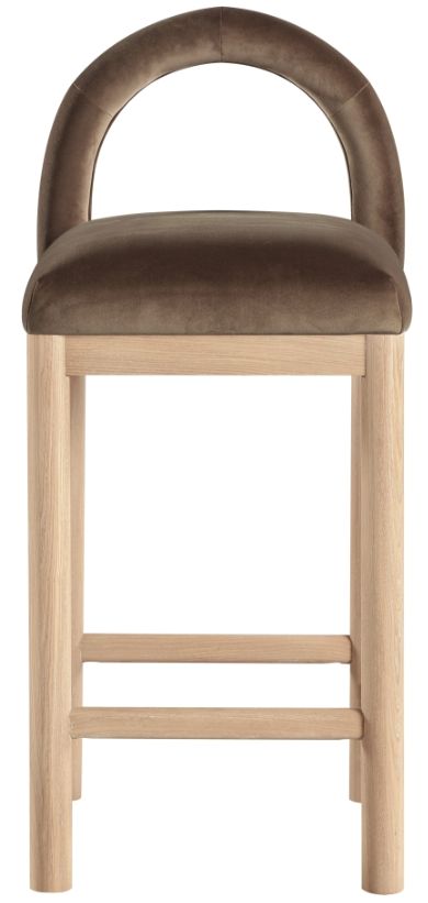 Meridian Furniture Conrad Brown/Natural Velvet Upholstered Counter Stool-1