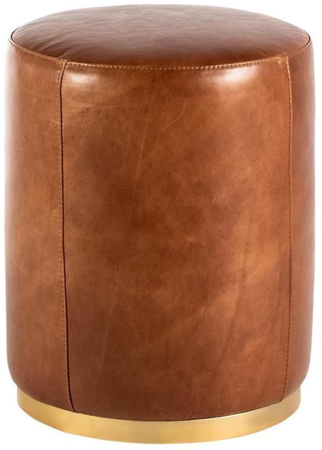 Nest Home Collections Brass Plating/Brown Small Pouf-2